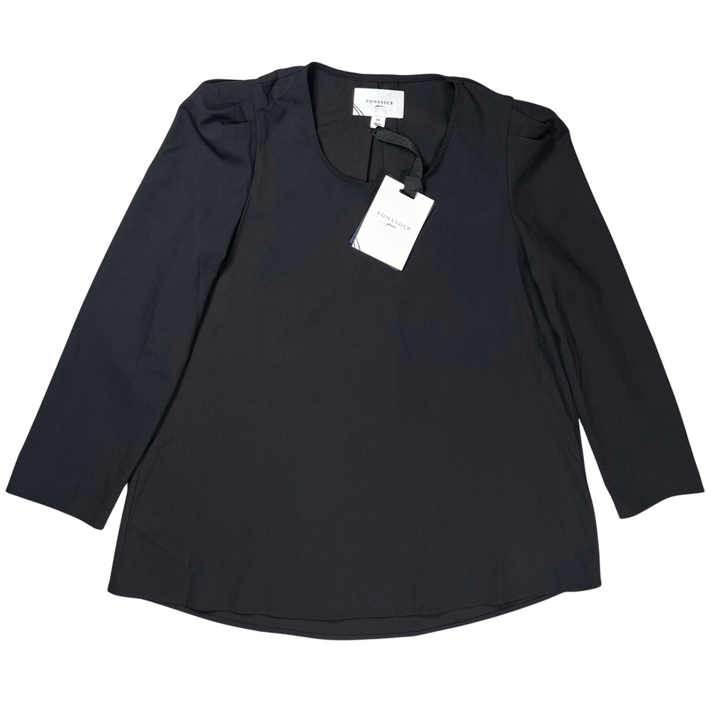New Pomander Place Tuckernuck Bedford Top Women Medium Black Puff Shoulder NWT